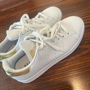 Adidas Stan Smith Womens White and Gold Sneakers